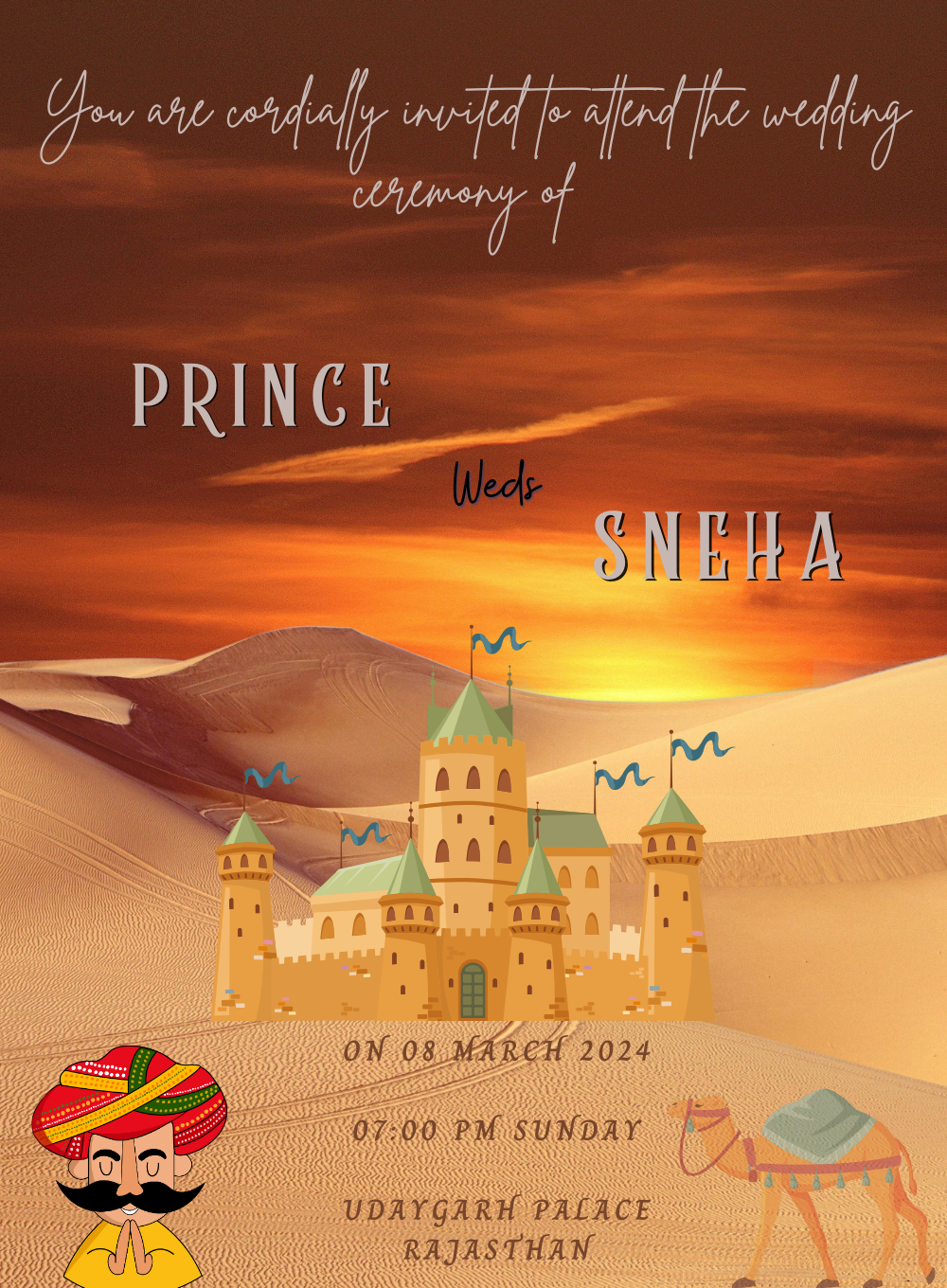 Golden Desert Premium Wedding Invitation-AAPWI012