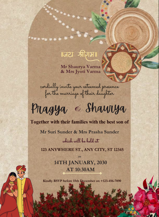 Golden Embellishments Lagna Patrika Invitations-AALPI006