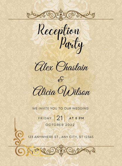 Golden Flourish Reception Party Invitations-AARPI034