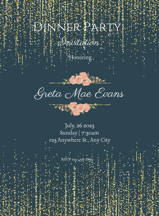 Golden Glam Dinner Party Invitation-AADNI006
