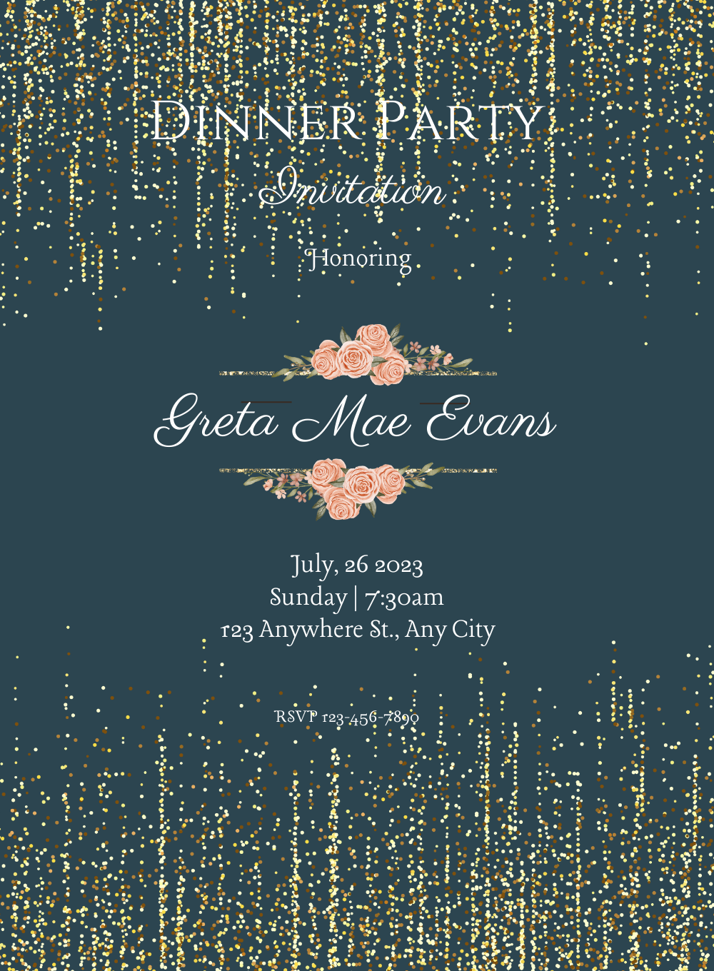 Golden Glam Dinner Party Invitation-AADNI006