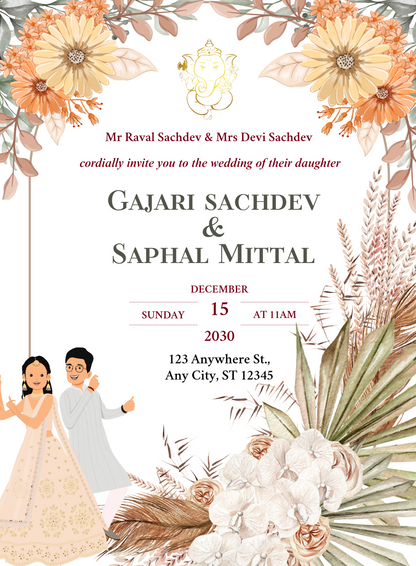 Golden Radiance Hindu Wedding Invitations-AAHWI020