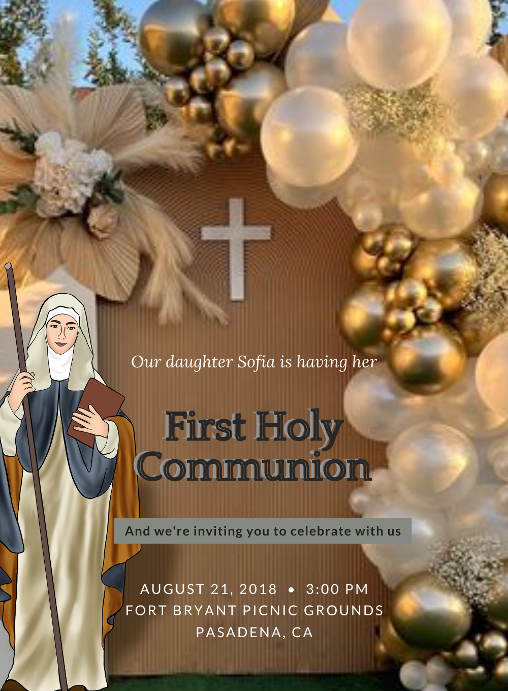 Golden Rays Holy Communion Invitation-AAHOI010