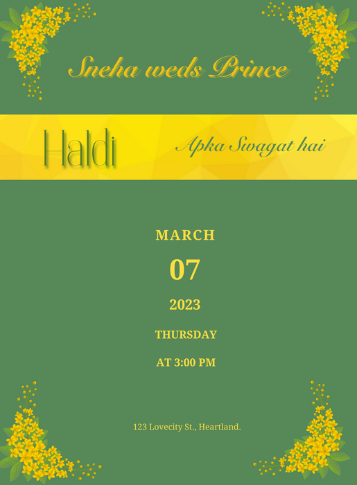 Golden Yellow Haldi Cremony Invitation-AAHCI030