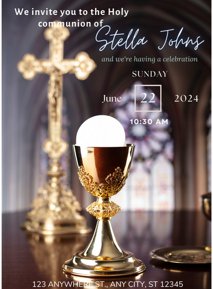 Golden Holy Communion Invitation-AAHOI004