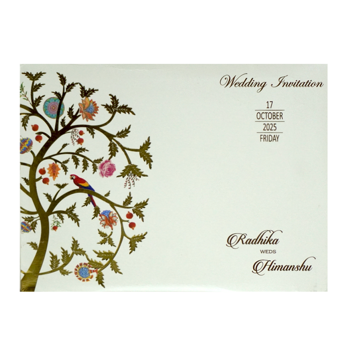 White Gold Foil Tree Wedding Card-King of Cards