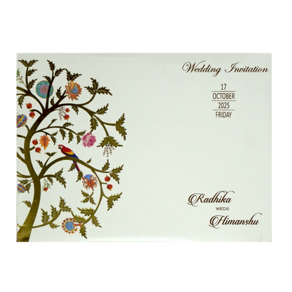 White Gold Foil Tree Wedding Card-King of Cards