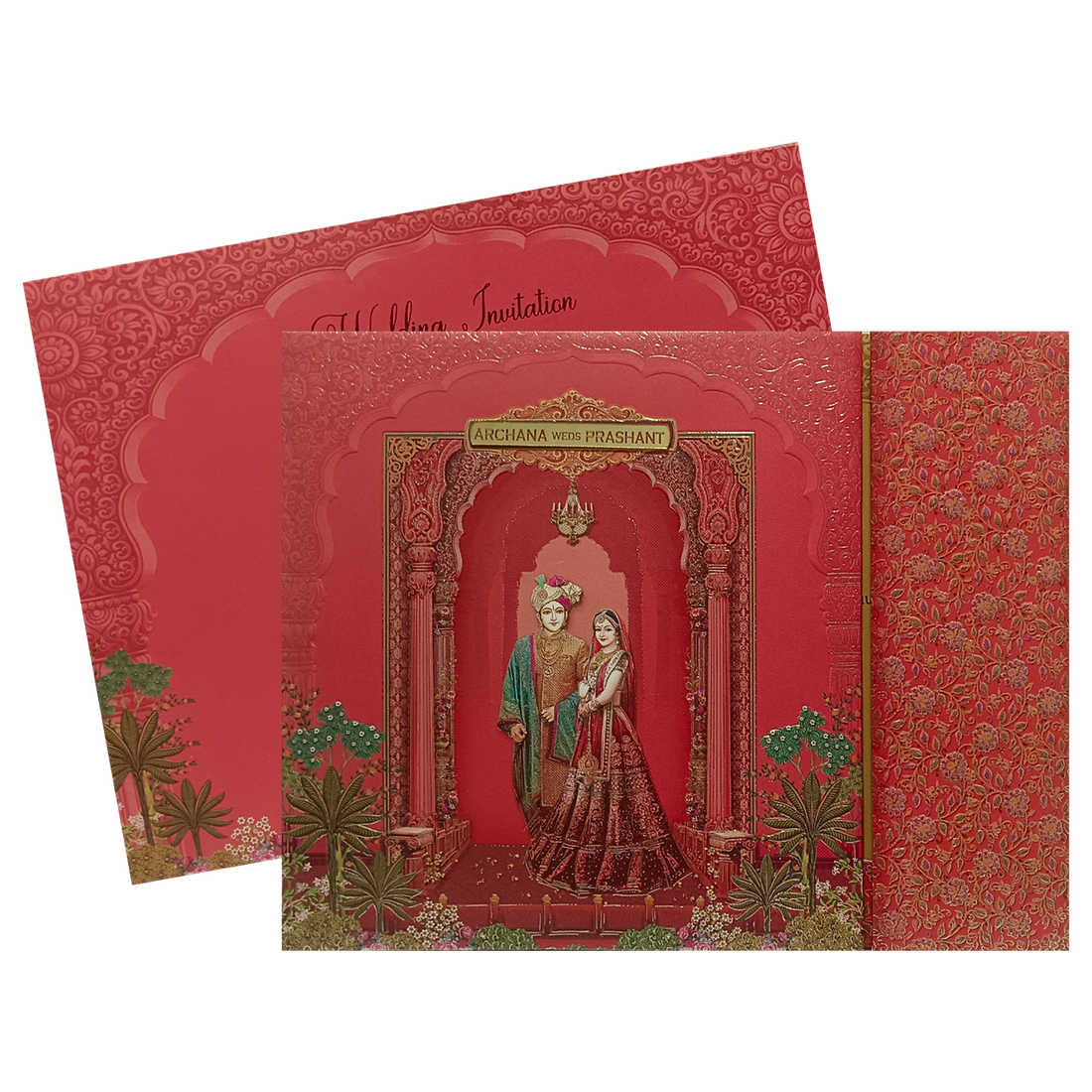 Red Padded Wedding Card-KSI12100