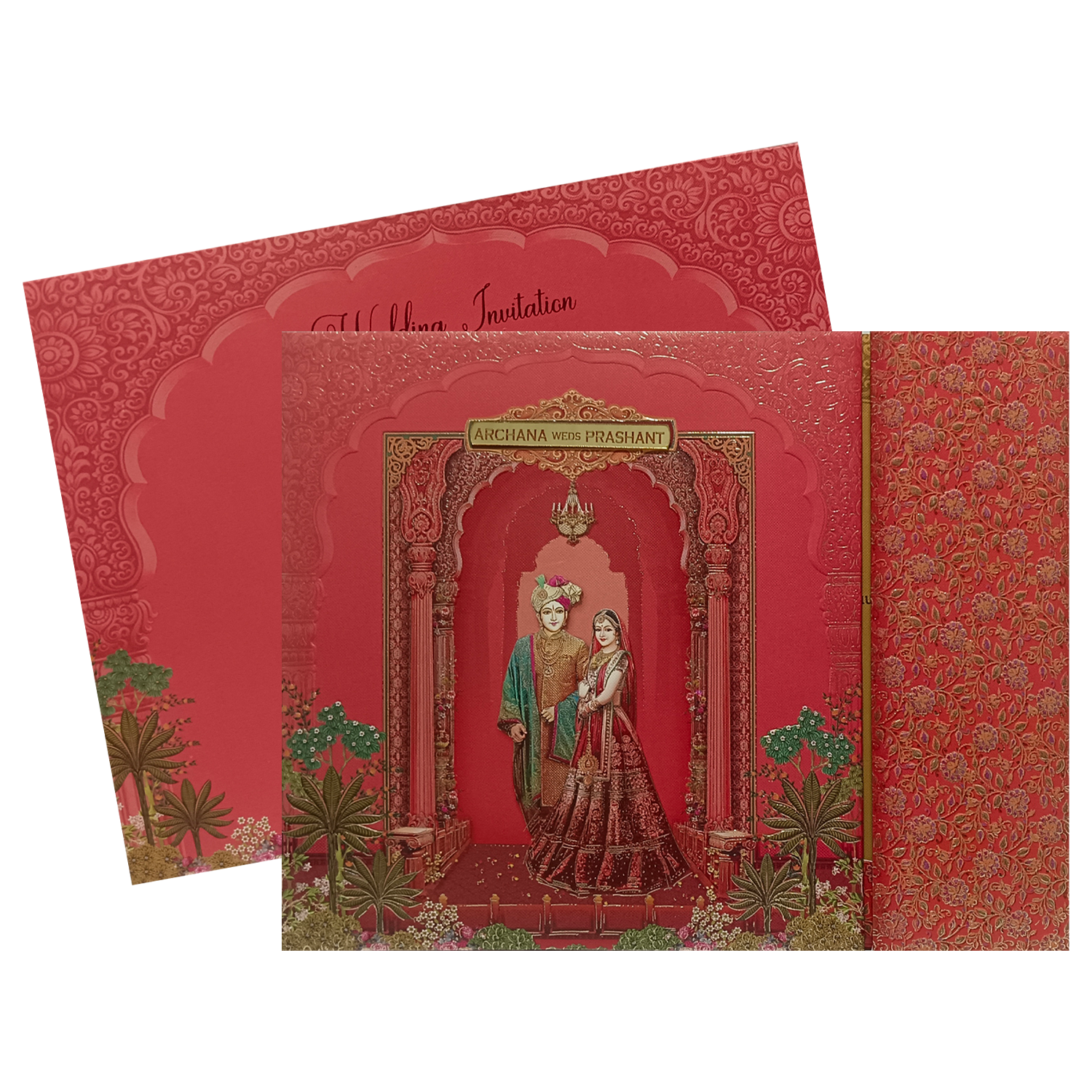 Red Padded Wedding Card-KSI12100