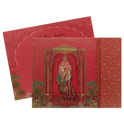 Red Padded Wedding Card-KSI12100