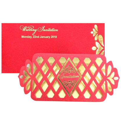 Charming Cut Design With Red Shaded Wedding Card - KNKSP729-King of Cards