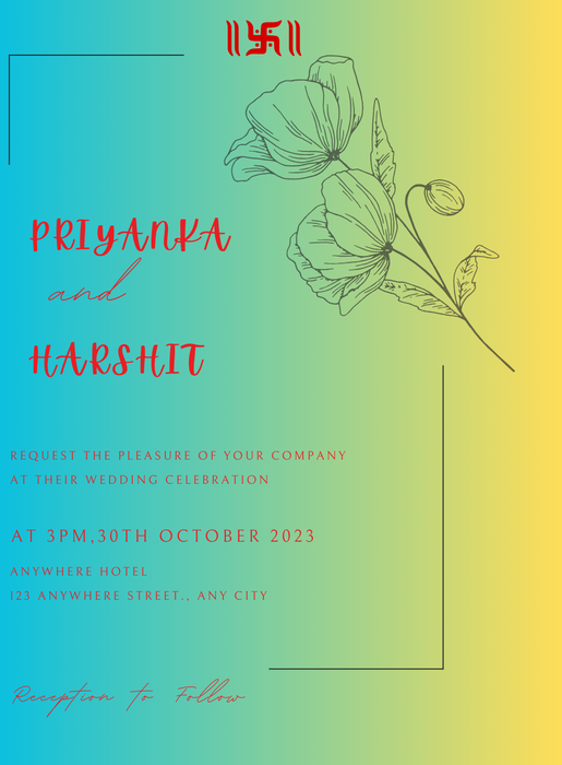 Gradient color Jain Wedding Invitation-King of Cards