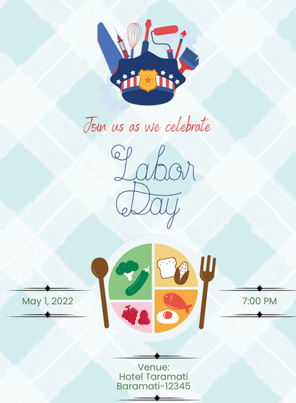 Green Cloth labor day Invitation-AALAB010