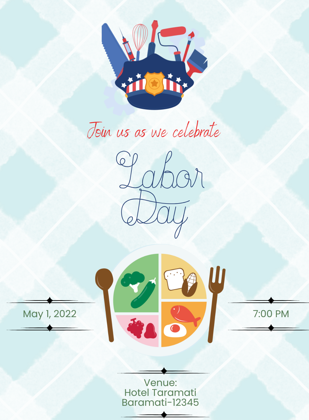Green Cloth labor day Invitation-AALAB010