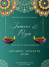 Green Diya Hindu Wedding Invitation-AAHWI008