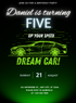 Green Dream Cars and Trains Invitation-AACAT003
