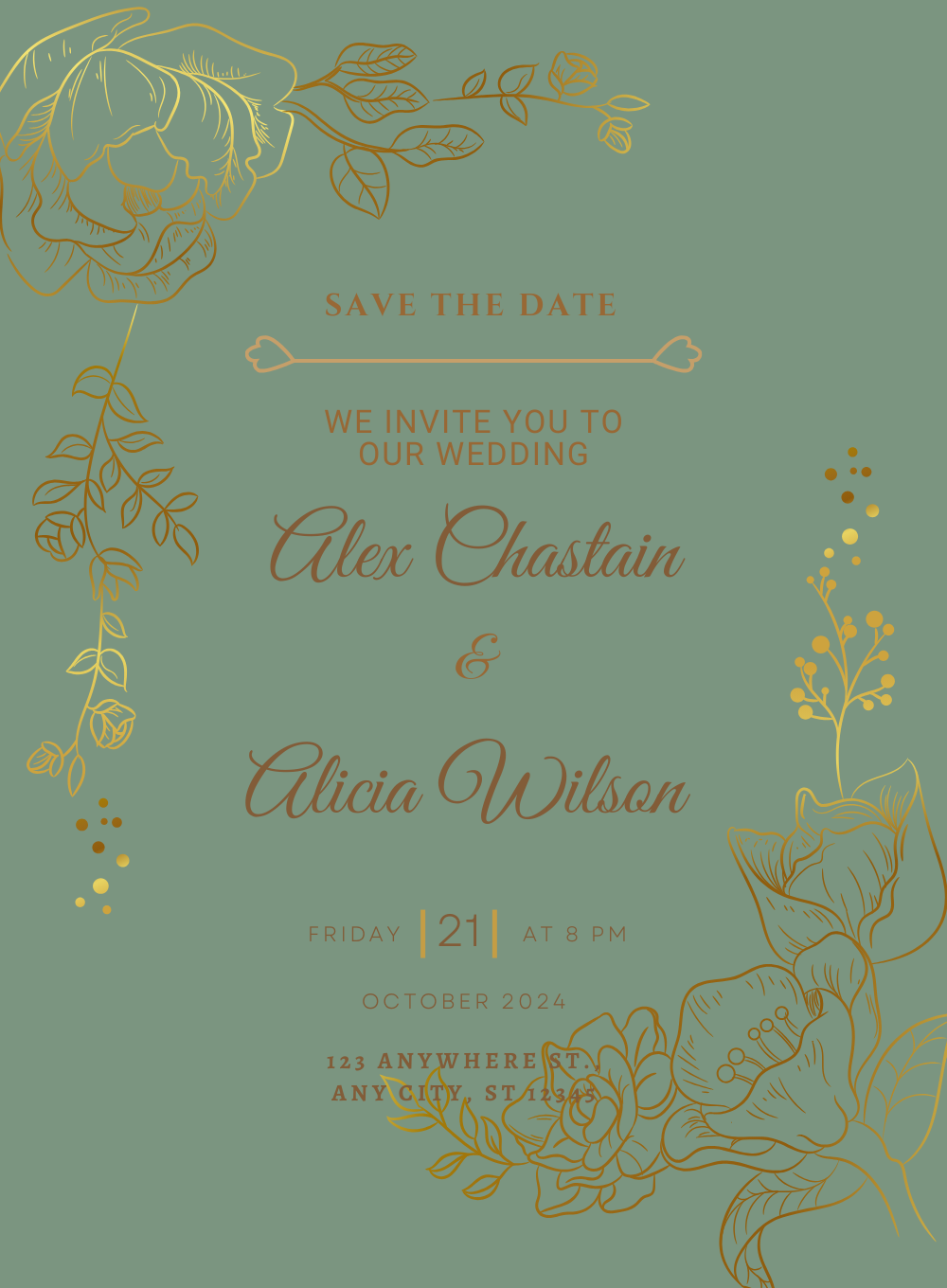 Green Emerald Save the date Invitation-AASAV016