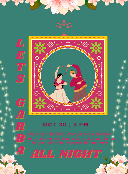Green Enchantment Garba Invitations-AAGAI011