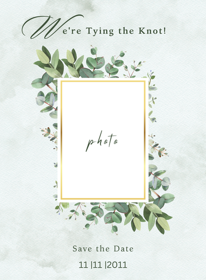 Green Frame Save The Date Invitation-King of Cards