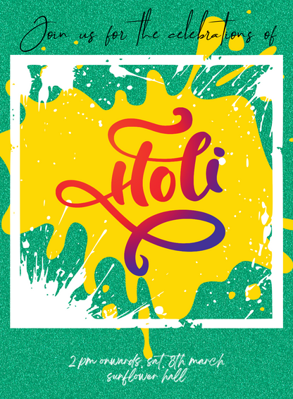 Green Frame Holi Invitation-AAHOL002