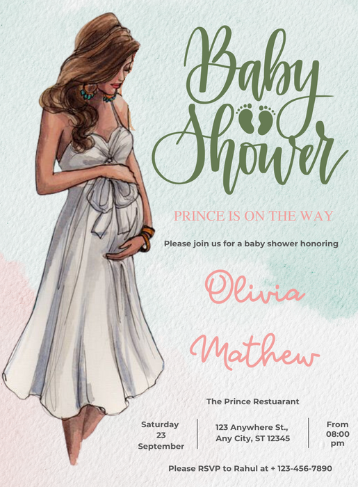 Green Love Baby Shower Invitations-AABSW014