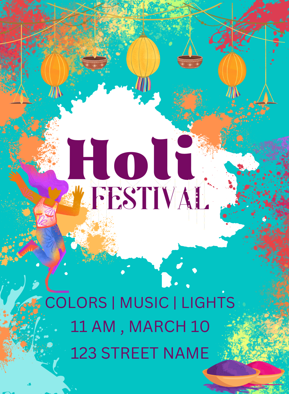 Green Love Holi Party Invitation-AAHPI012