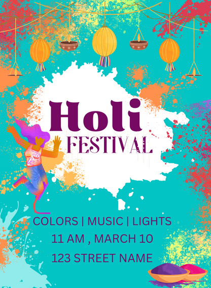 Green Love Holi Party Invitation-AAHPI012