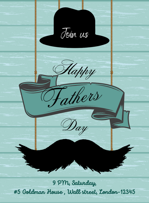 Green Mustache Fathers day Invitation-AAFAT005