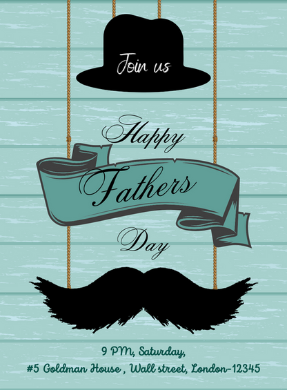 Green Mustache Fathers day Invitation-AAFAT005