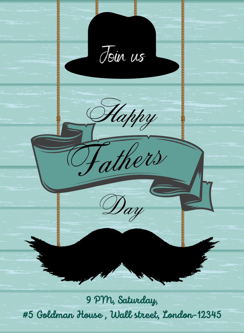 Green Mustache Fathers day Invitation-AAFAT005