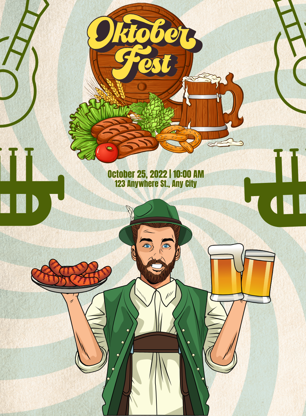 Green Party Oktoberfest Invitation-AAOKT006