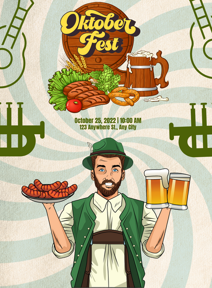 Green Party Oktoberfest Invitation-AAOKT006