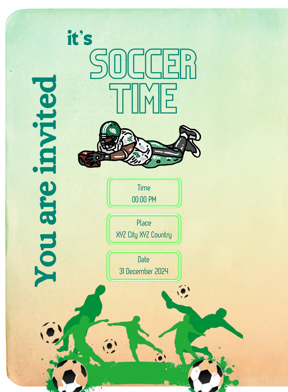 Green Pitch soccer Invitation-AASCC007