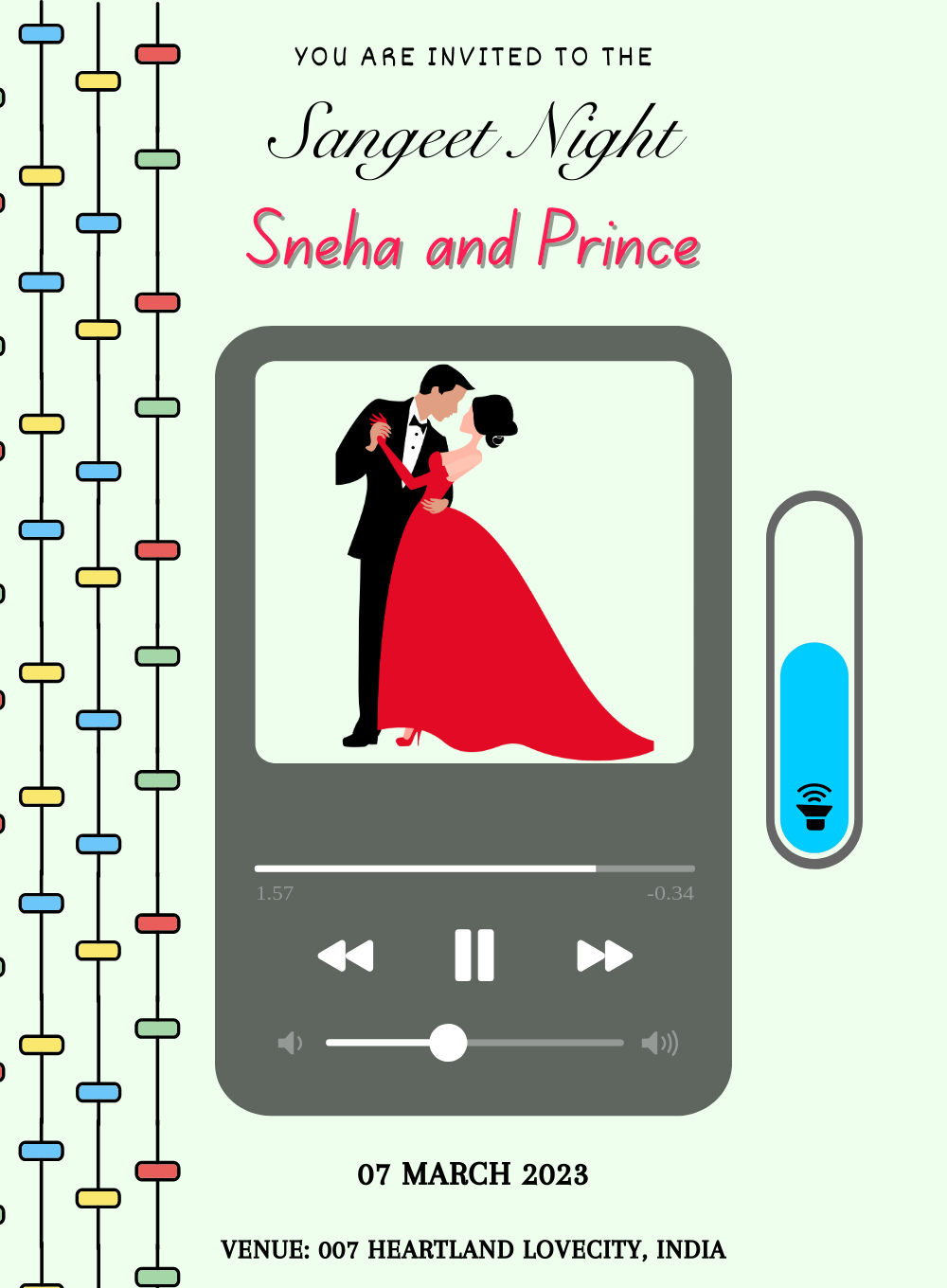 Green Player Sangeet Invitation-AASAN005