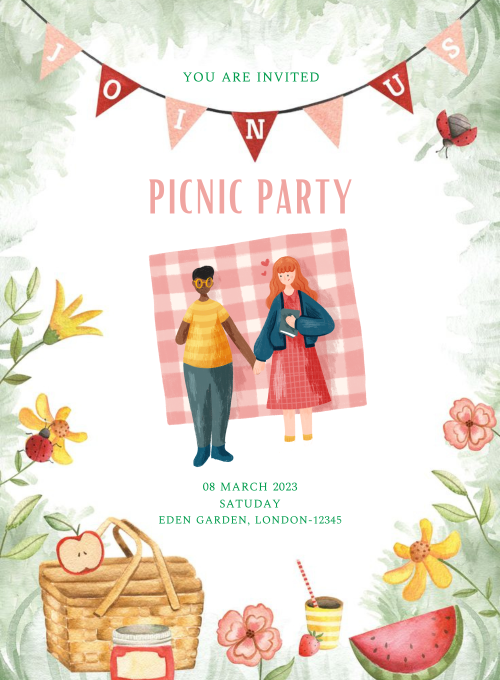 Green Playful Picnic Invitation-AAPIC005