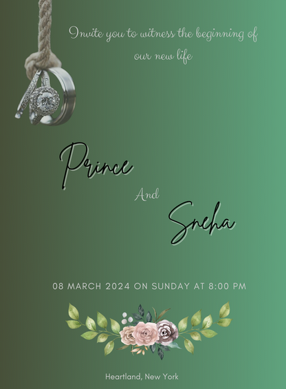 Green Ring Engagement Invitation-AAEGI012