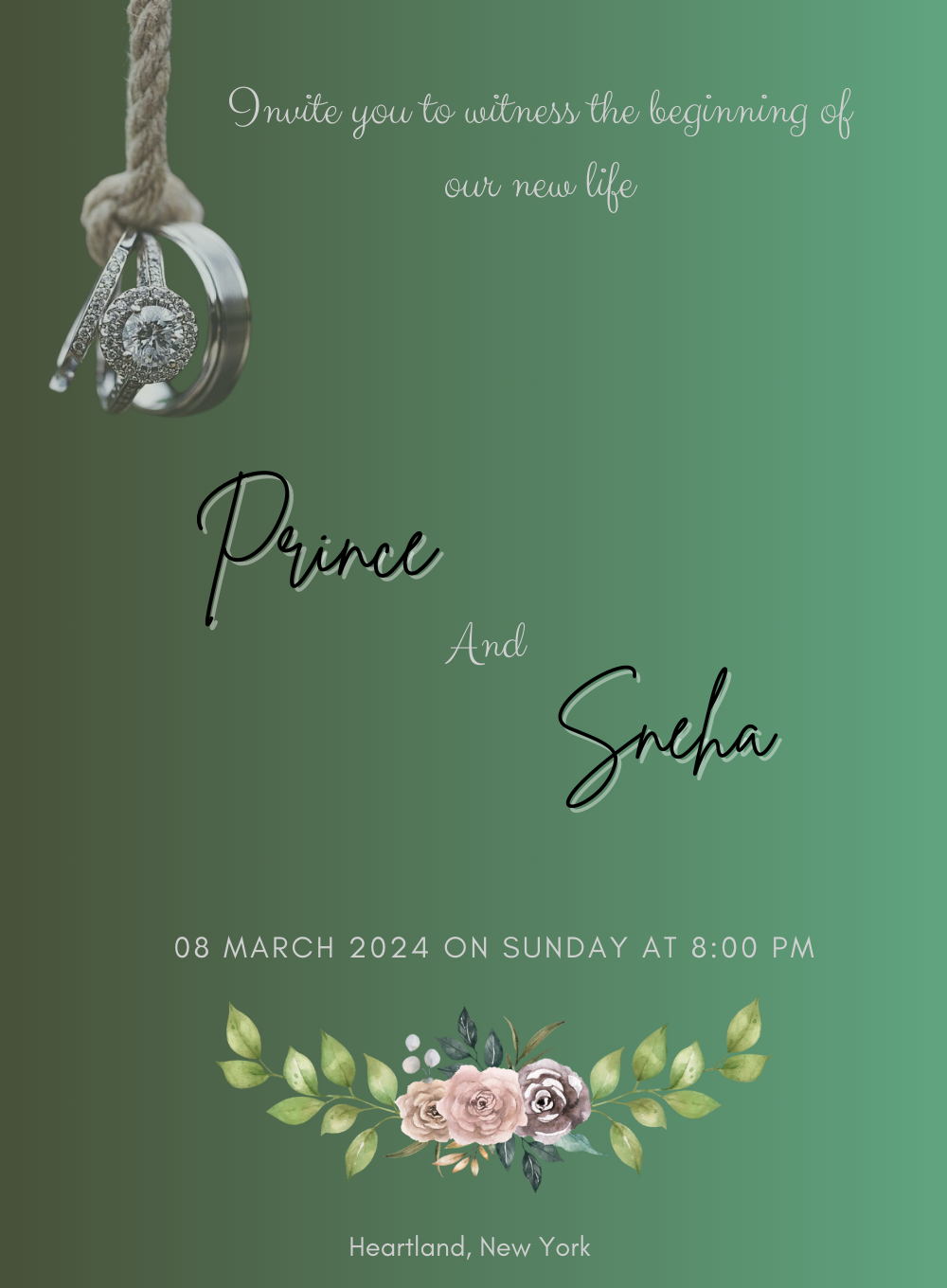 Green Ring Engagement Invitation-AAEGI012