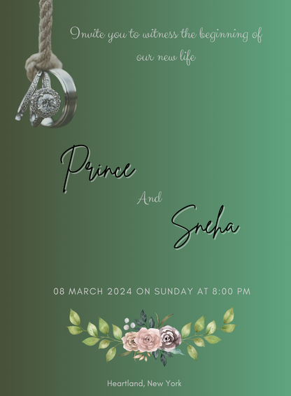 Green Ring Engagement Invitation-AAEGI012
