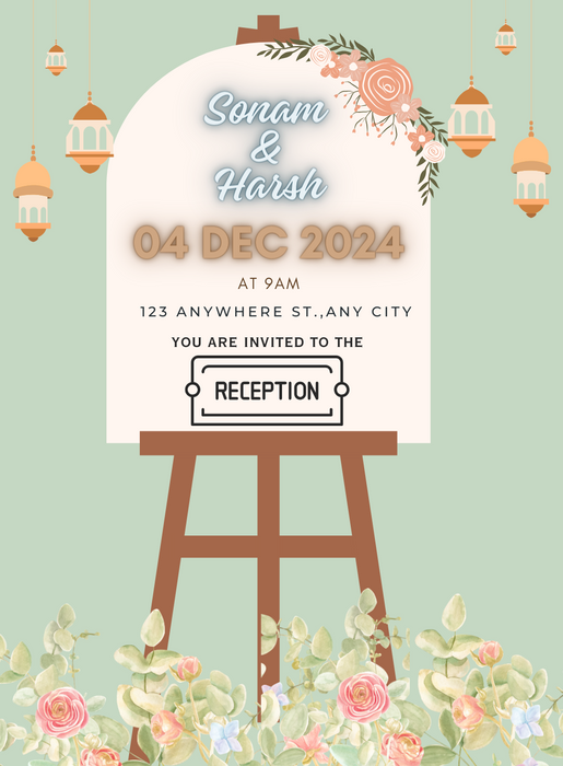 Green Stool Reception Party Invitation-AARPI030