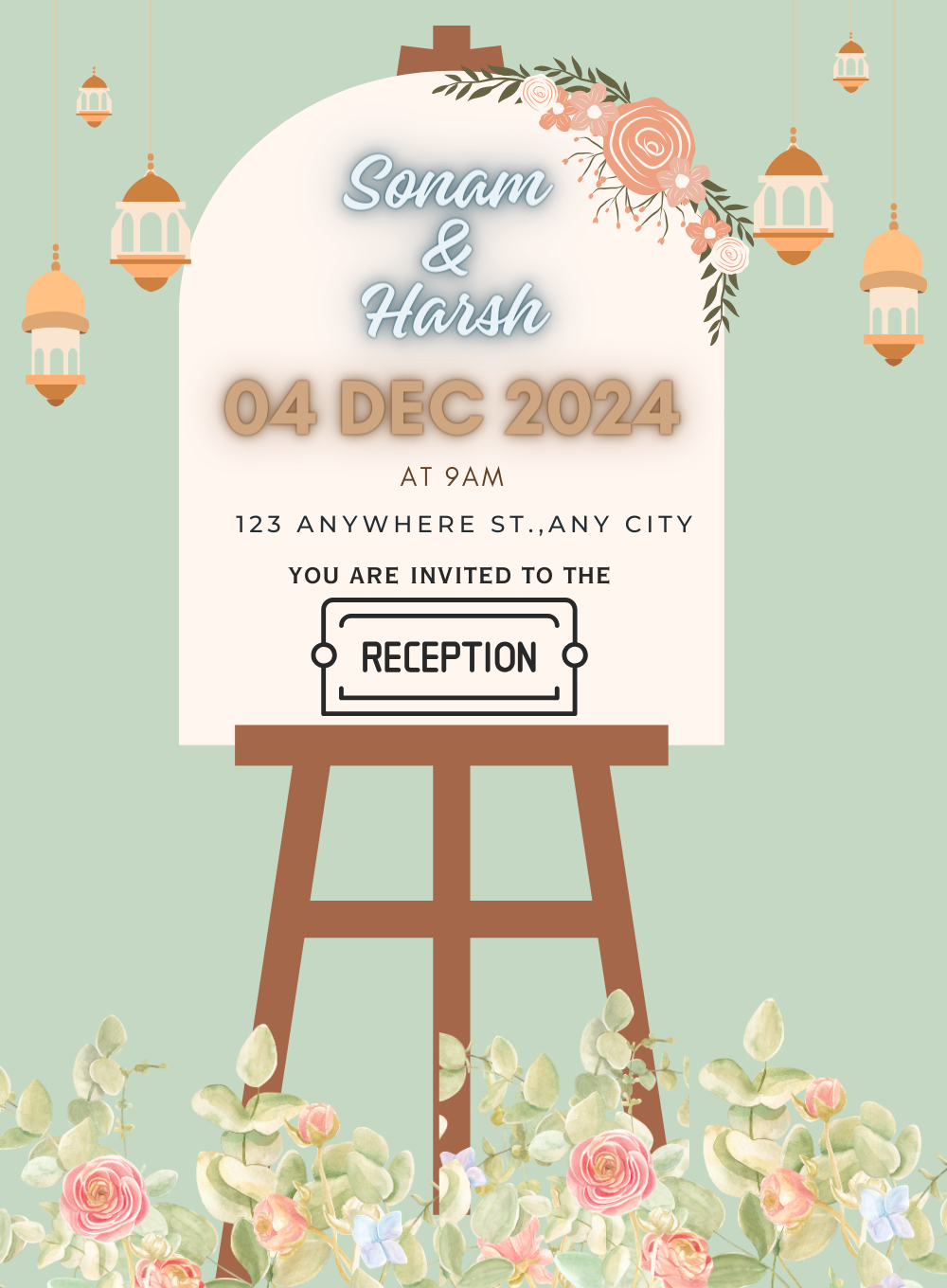 Green Stool Reception Party Invitation-AARPI030