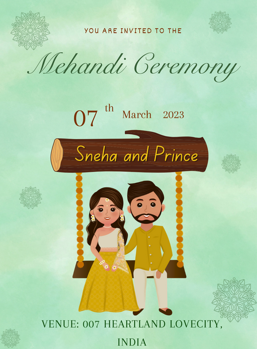 Green Swing Mehndi Ceremony Invitation-AAMCI023