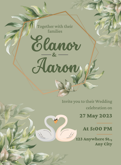 Green Wreath Save the date Invitation-AASAV014