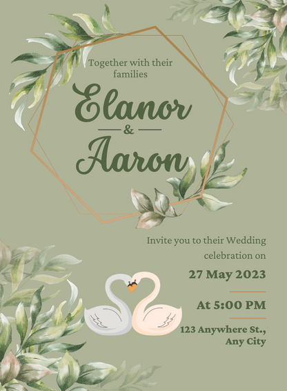 Green Wreath Save the date Invitation-AASAV014