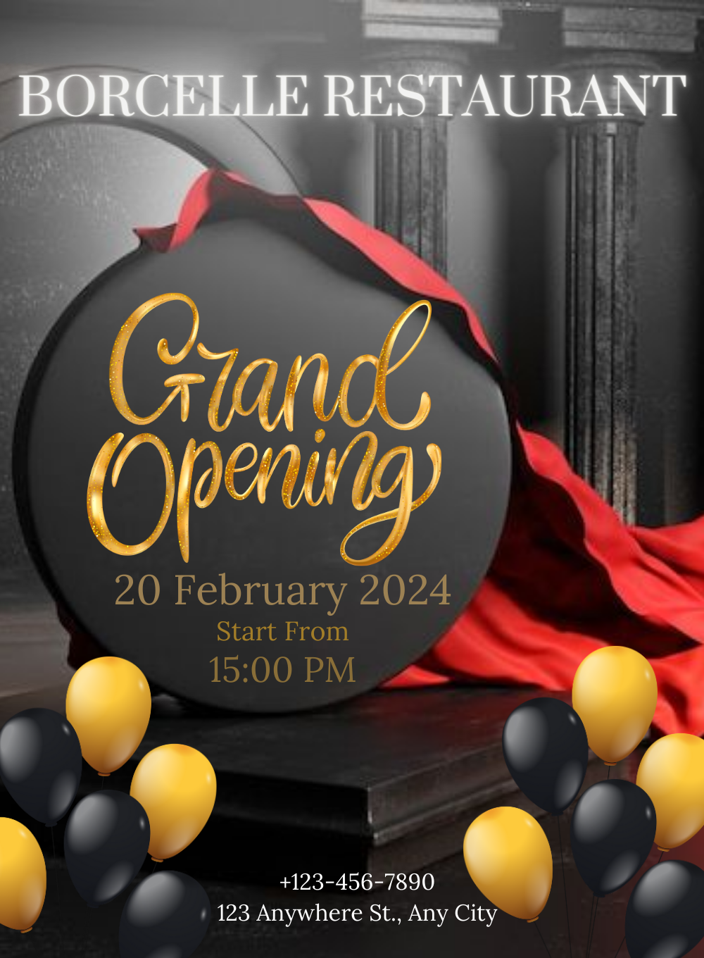 Grey Balloon Grand Opening Invitation-AAGOI008