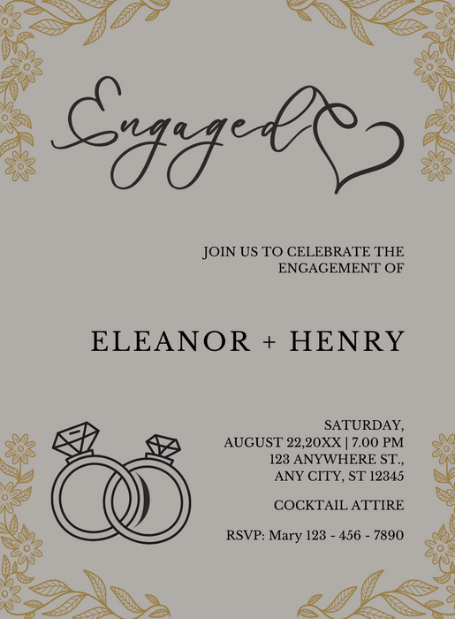 Grey Delight Engagement Invitations-AAEGI027