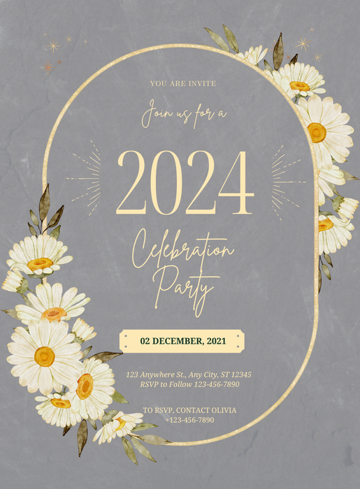 Black Start New Year Party Invitation-AANYI018