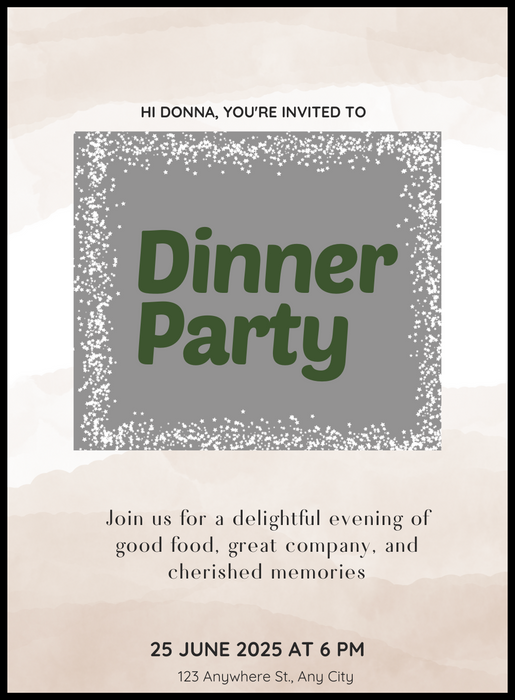 Grey Glitter Dinner Party Invitation-AADNI013