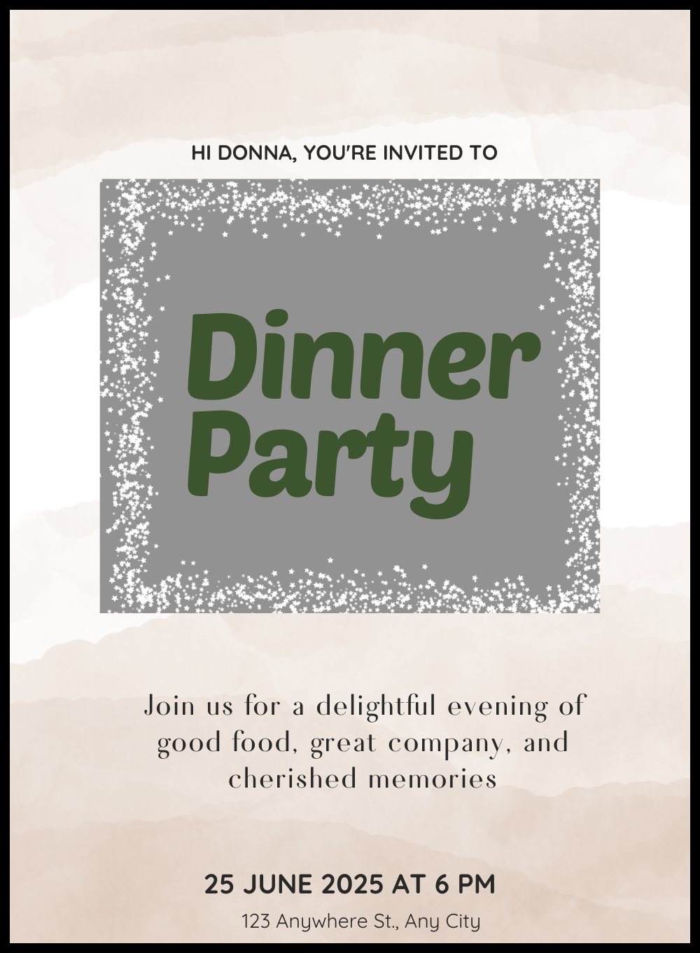 Grey Glitter Dinner Party Invitation-AADNI013