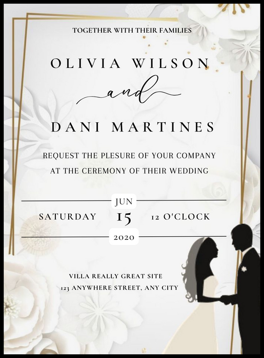Grey Silhouette Floral wedding Invitation-AAFWI014