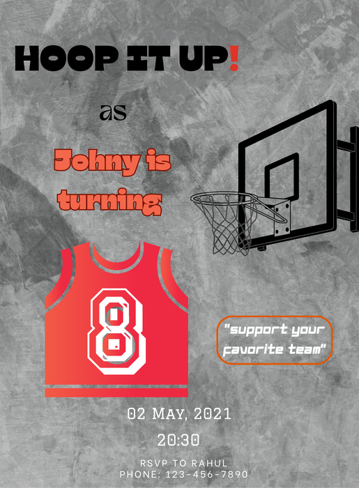 Grey Throw basketball Invitation-AABET008